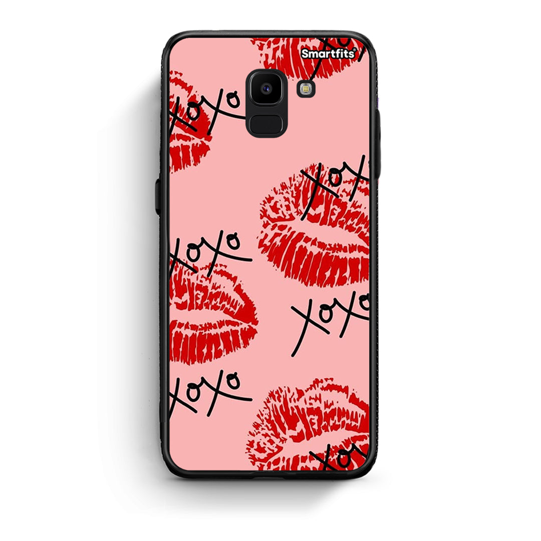 samsung J6 XOXO Lips θήκη από τη Smartfits με σχέδιο στο πίσω μέρος και μαύρο περίβλημα | Smartphone case with colorful back and black bezels by Smartfits