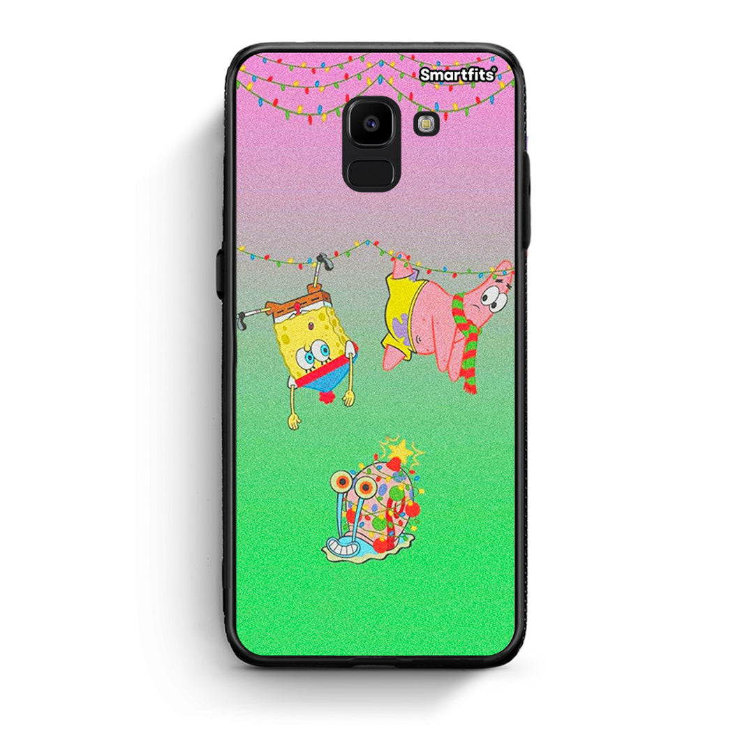 samsung J6 Xmas Lights θήκη από τη Smartfits με σχέδιο στο πίσω μέρος και μαύρο περίβλημα | Smartphone case with colorful back and black bezels by Smartfits