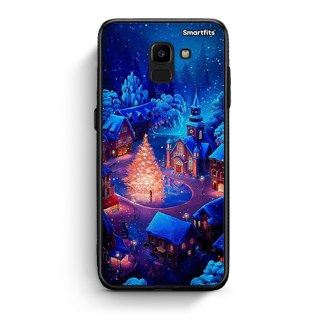 samsung J6 Xmas Village θήκη από τη Smartfits με σχέδιο στο πίσω μέρος και μαύρο περίβλημα | Smartphone case with colorful back and black bezels by Smartfits