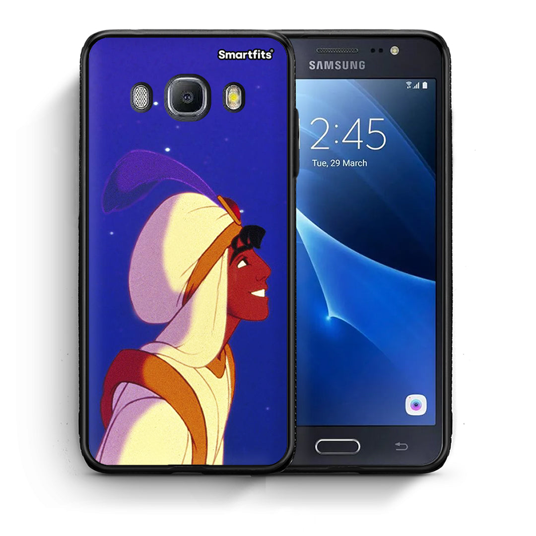Θήκη Samsung J7 2016 Alladin And Jasmine Love 1 από τη Smartfits με σχέδιο στο πίσω μέρος και μαύρο περίβλημα | Samsung J7 2016 Alladin And Jasmine Love 1 case with colorful back and black bezels