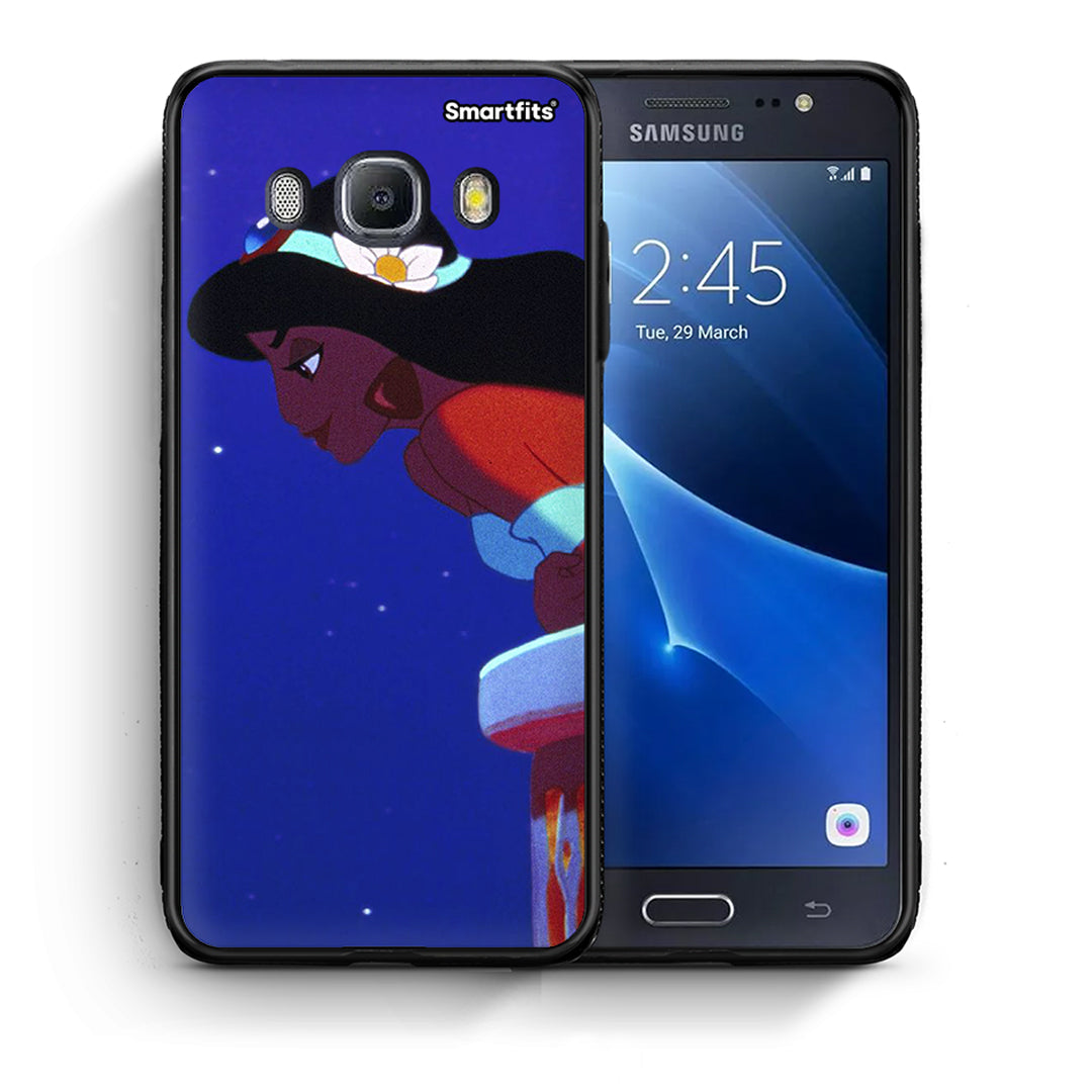 Θήκη Samsung J7 2016 Alladin And Jasmine Love 2 από τη Smartfits με σχέδιο στο πίσω μέρος και μαύρο περίβλημα | Samsung J7 2016 Alladin And Jasmine Love 2 case with colorful back and black bezels
