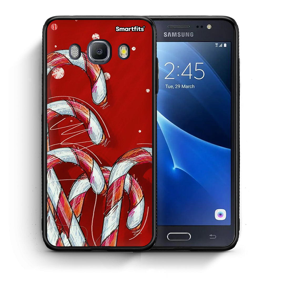 Θήκη Samsung J7 2016 Candy Cane από τη Smartfits με σχέδιο στο πίσω μέρος και μαύρο περίβλημα | Samsung J7 2016 Candy Cane case with colorful back and black bezels
