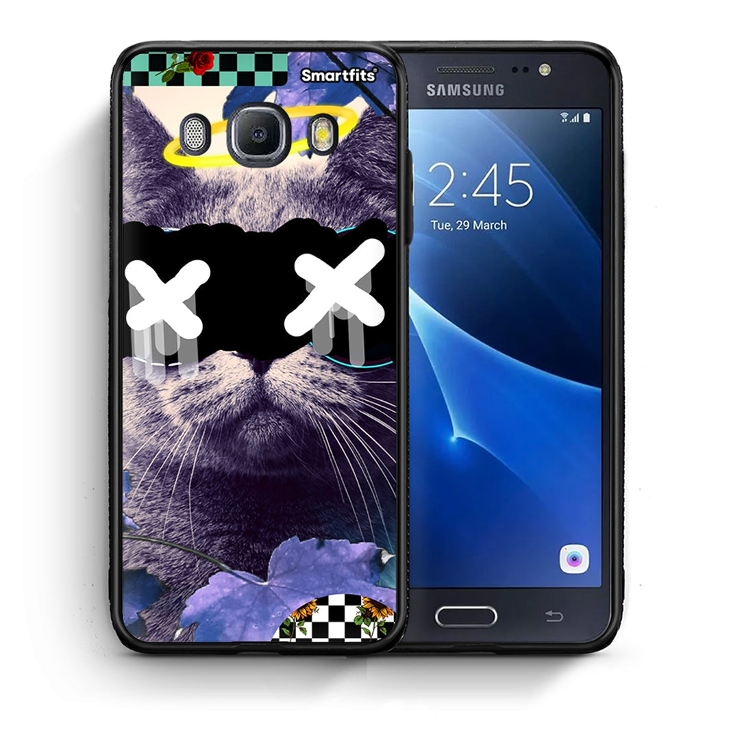 Θήκη Samsung J7 2016 Cat Collage από τη Smartfits με σχέδιο στο πίσω μέρος και μαύρο περίβλημα | Samsung J7 2016 Cat Collage case with colorful back and black bezels