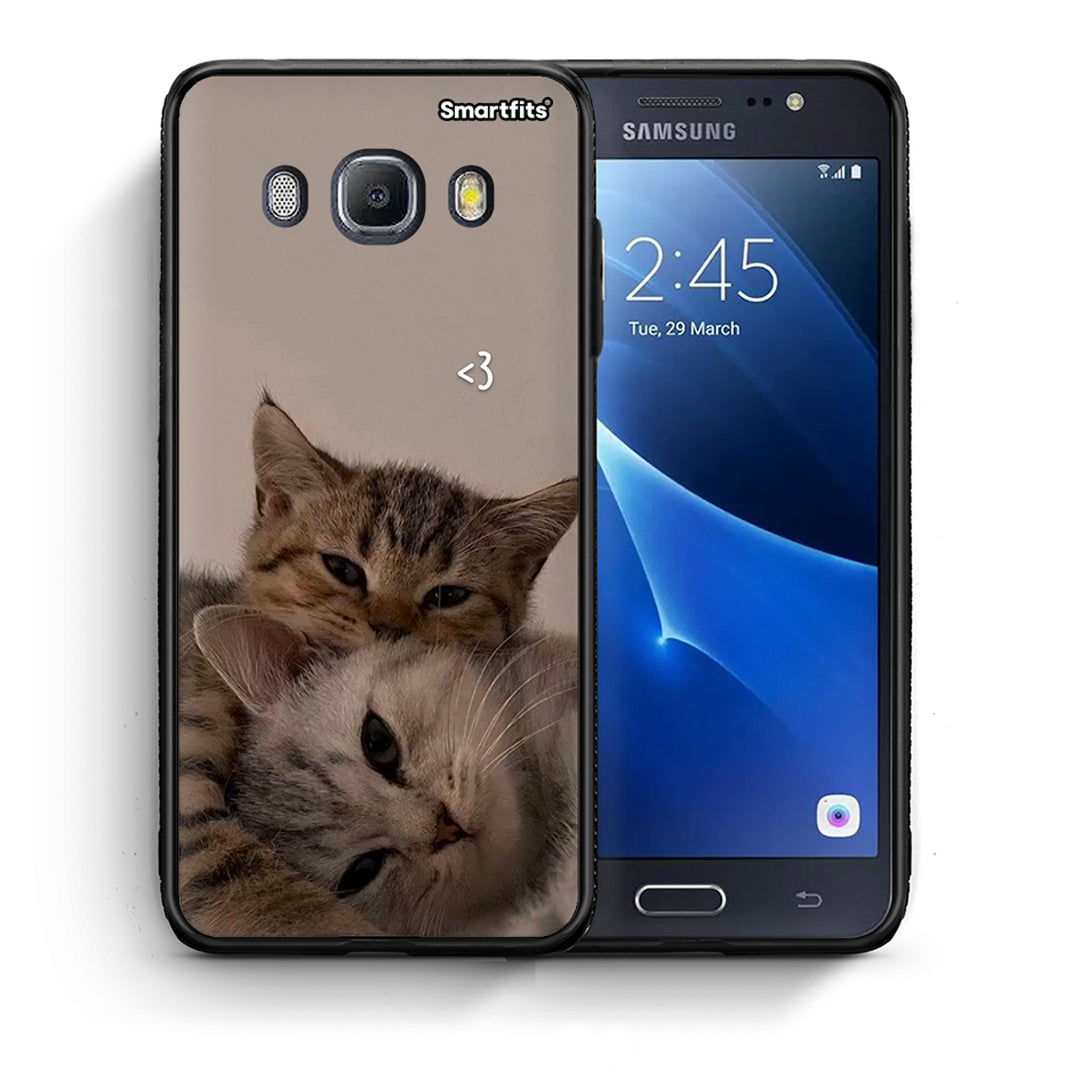 Θήκη Samsung J7 2016 Cats In Love από τη Smartfits με σχέδιο στο πίσω μέρος και μαύρο περίβλημα | Samsung J7 2016 Cats In Love case with colorful back and black bezels