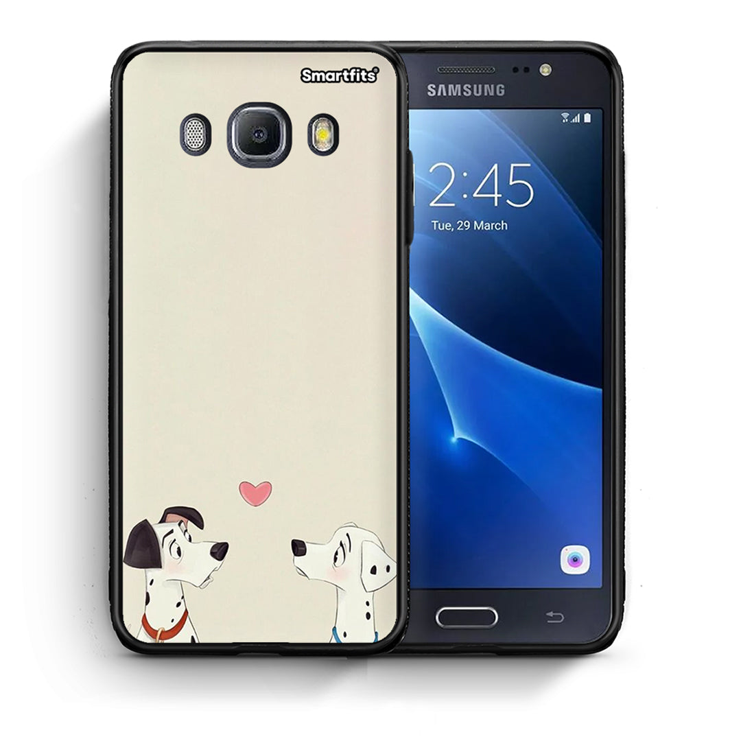 Θήκη Samsung J7 2016 Dalmatians Love από τη Smartfits με σχέδιο στο πίσω μέρος και μαύρο περίβλημα | Samsung J7 2016 Dalmatians Love case with colorful back and black bezels