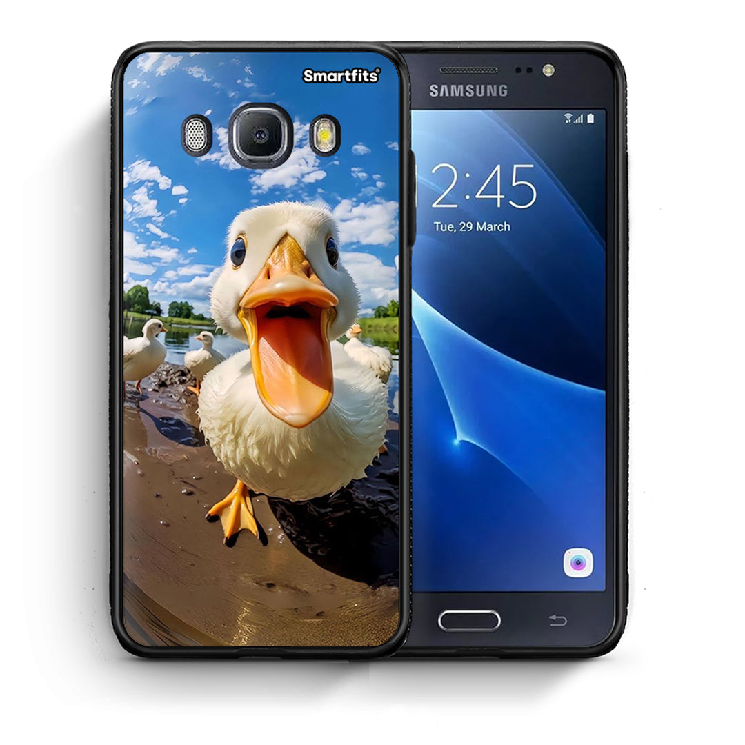 Θήκη Samsung J7 2016 Duck Face από τη Smartfits με σχέδιο στο πίσω μέρος και μαύρο περίβλημα | Samsung J7 2016 Duck Face case with colorful back and black bezels