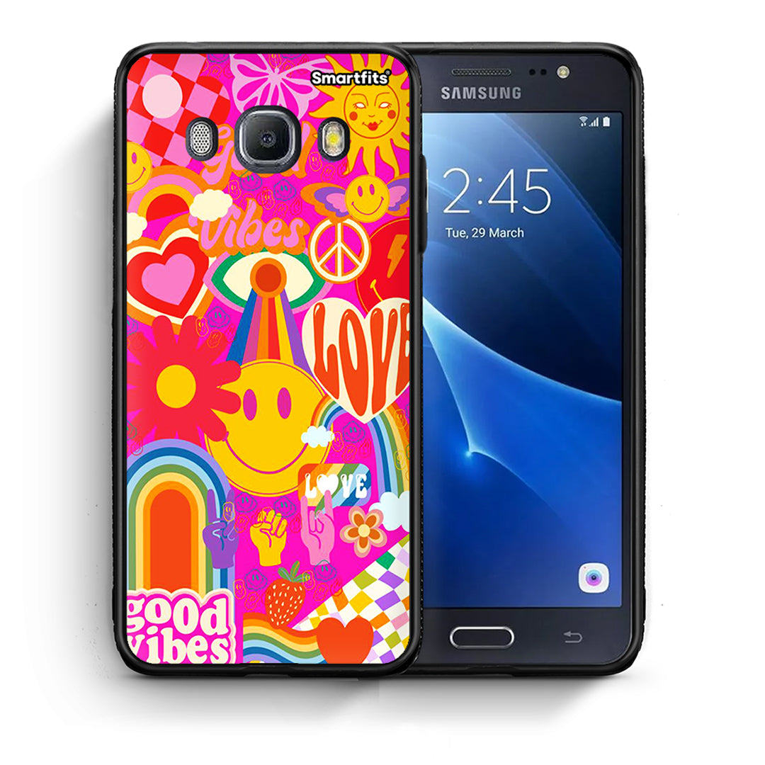 Θήκη Samsung J7 2016 Hippie Love από τη Smartfits με σχέδιο στο πίσω μέρος και μαύρο περίβλημα | Samsung J7 2016 Hippie Love case with colorful back and black bezels