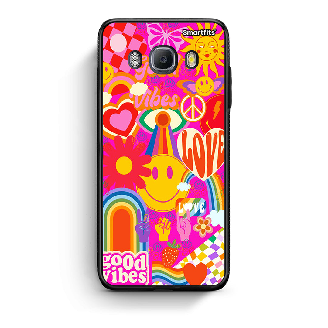 Samsung J7 2016 Hippie Love θήκη από τη Smartfits με σχέδιο στο πίσω μέρος και μαύρο περίβλημα | Smartphone case with colorful back and black bezels by Smartfits