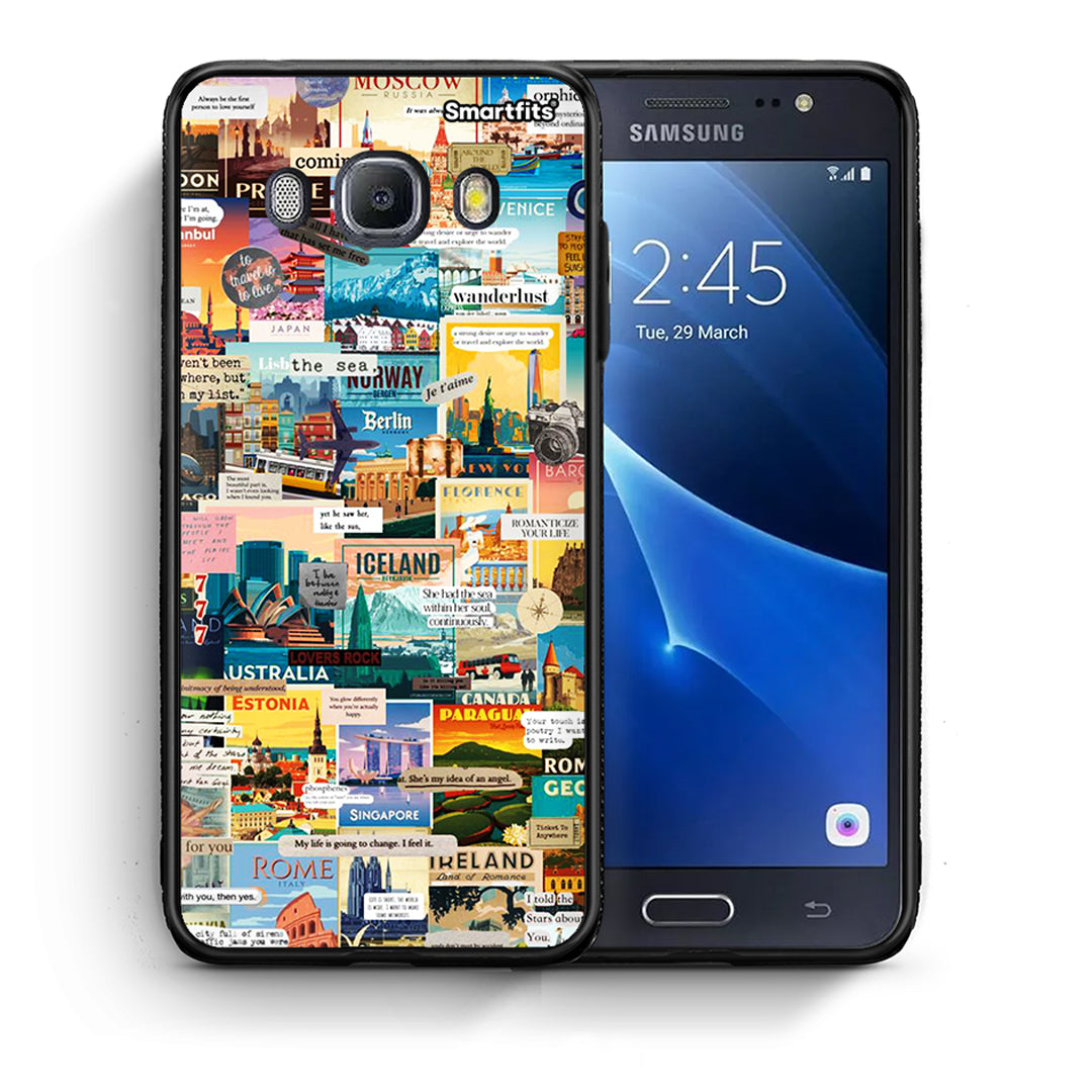 Θήκη Samsung J7 2016 Live To Travel από τη Smartfits με σχέδιο στο πίσω μέρος και μαύρο περίβλημα | Samsung J7 2016 Live To Travel case with colorful back and black bezels