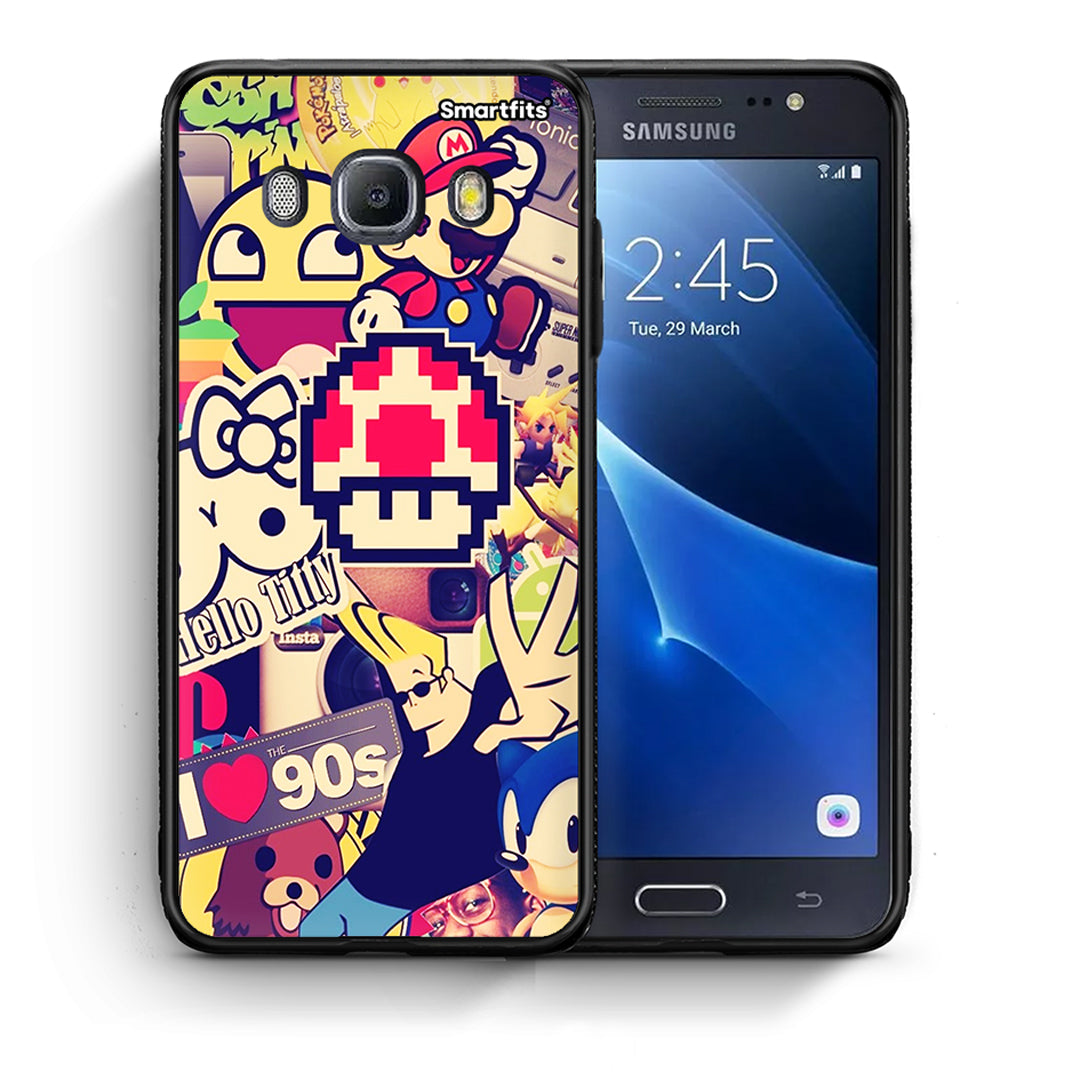Θήκη Samsung J7 2016 Love The 90s από τη Smartfits με σχέδιο στο πίσω μέρος και μαύρο περίβλημα | Samsung J7 2016 Love The 90s case with colorful back and black bezels