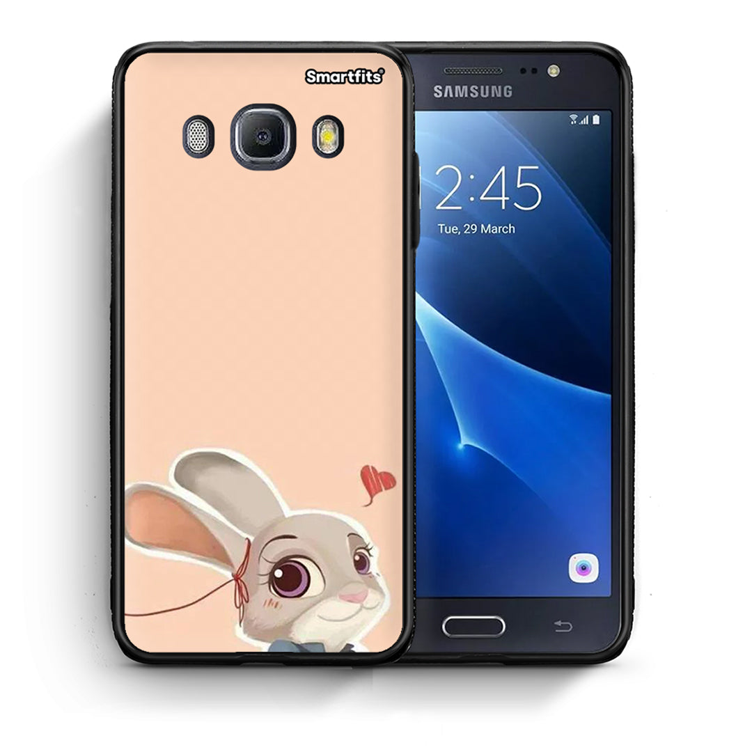 Θήκη Samsung J7 2016 Nick Wilde And Judy Hopps Love 2 από τη Smartfits με σχέδιο στο πίσω μέρος και μαύρο περίβλημα | Samsung J7 2016 Nick Wilde And Judy Hopps Love 2 case with colorful back and black bezels