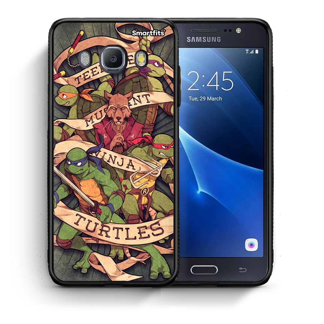 Θήκη Samsung J7 2016 Ninja Turtles από τη Smartfits με σχέδιο στο πίσω μέρος και μαύρο περίβλημα | Samsung J7 2016 Ninja Turtles case with colorful back and black bezels