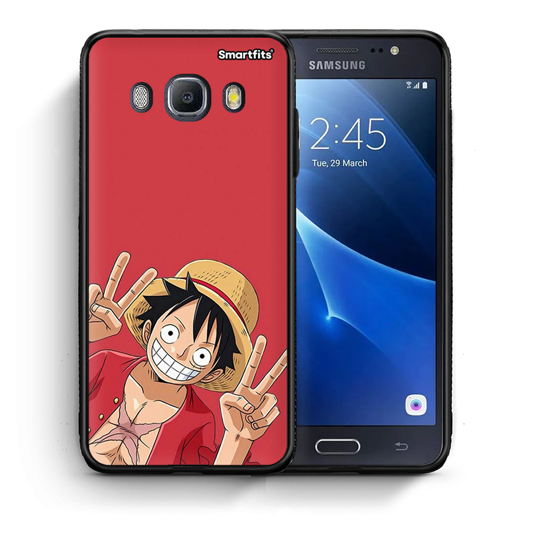 Θήκη Samsung J7 2016 Pirate Luffy από τη Smartfits με σχέδιο στο πίσω μέρος και μαύρο περίβλημα | Samsung J7 2016 Pirate Luffy case with colorful back and black bezels