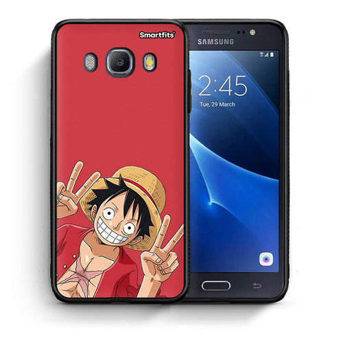 Θήκη Samsung J7 2016 Pirate Luffy από τη Smartfits με σχέδιο στο πίσω μέρος και μαύρο περίβλημα | Samsung J7 2016 Pirate Luffy case with colorful back and black bezels