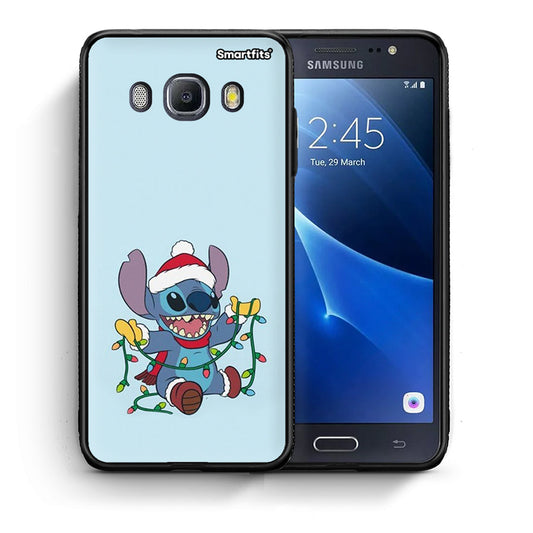 Θήκη Samsung J7 2016 Santa Stich από τη Smartfits με σχέδιο στο πίσω μέρος και μαύρο περίβλημα | Samsung J7 2016 Santa Stich case with colorful back and black bezels