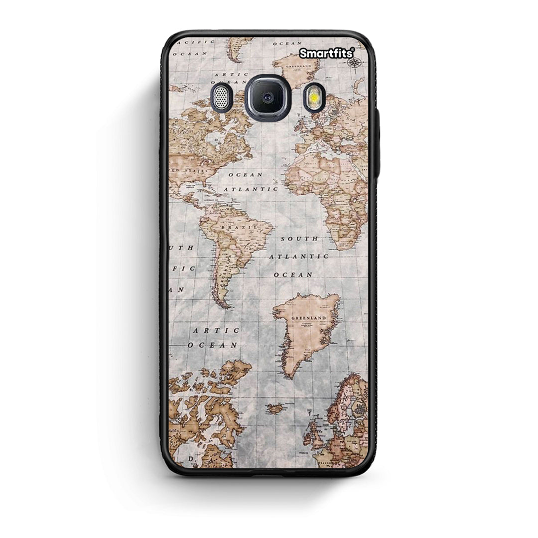 Samsung J7 2016 World Map θήκη από τη Smartfits με σχέδιο στο πίσω μέρος και μαύρο περίβλημα | Smartphone case with colorful back and black bezels by Smartfits