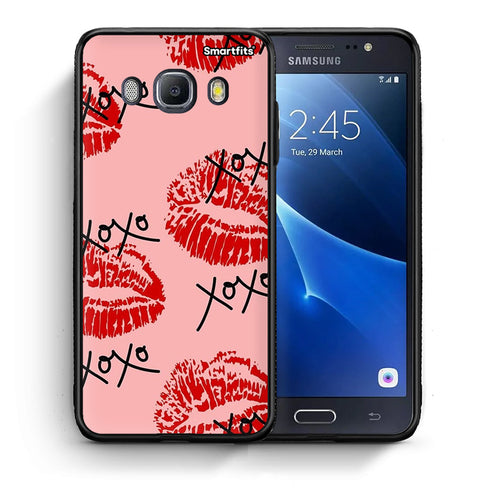 Θήκη Samsung J7 2016 XOXO Lips από τη Smartfits με σχέδιο στο πίσω μέρος και μαύρο περίβλημα | Samsung J7 2016 XOXO Lips case with colorful back and black bezels