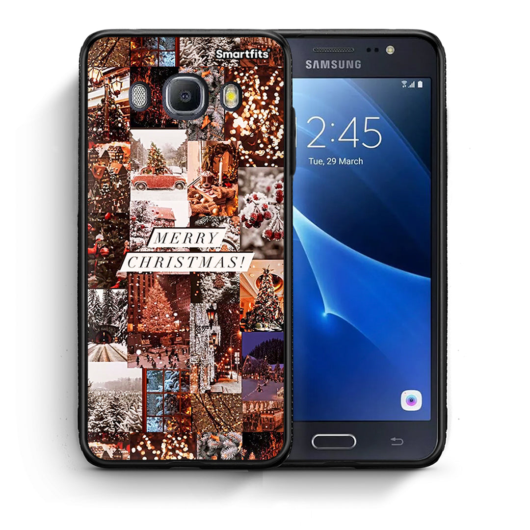 Θήκη Samsung J7 2016 Xmas Collage από τη Smartfits με σχέδιο στο πίσω μέρος και μαύρο περίβλημα | Samsung J7 2016 Xmas Collage case with colorful back and black bezels
