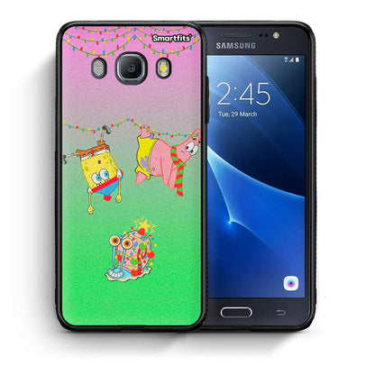 Θήκη Samsung J7 2016 Xmas Lights από τη Smartfits με σχέδιο στο πίσω μέρος και μαύρο περίβλημα | Samsung J7 2016 Xmas Lights case with colorful back and black bezels