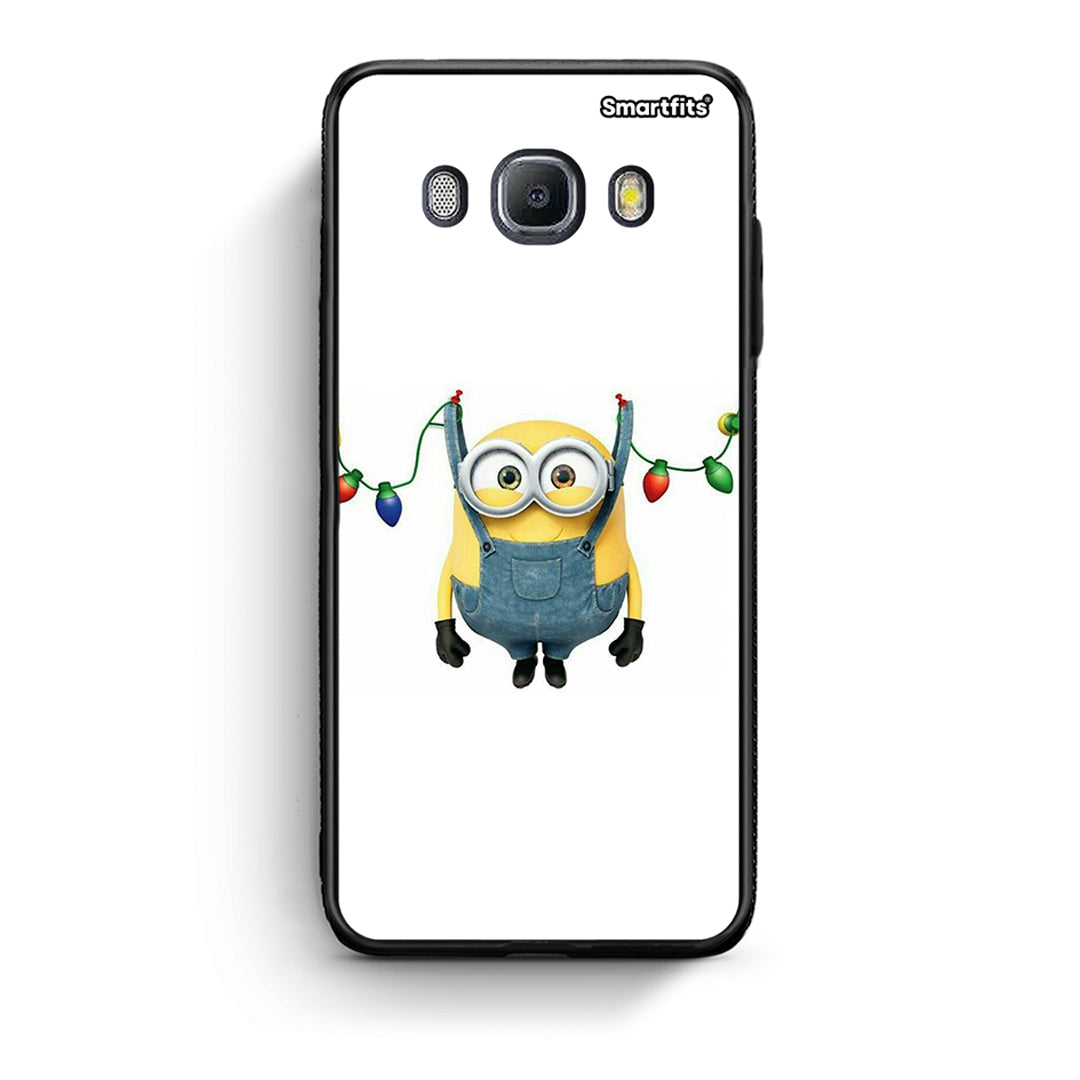 Samsung J7 2016 Xmas Minion Lights θήκη από τη Smartfits με σχέδιο στο πίσω μέρος και μαύρο περίβλημα | Smartphone case with colorful back and black bezels by Smartfits