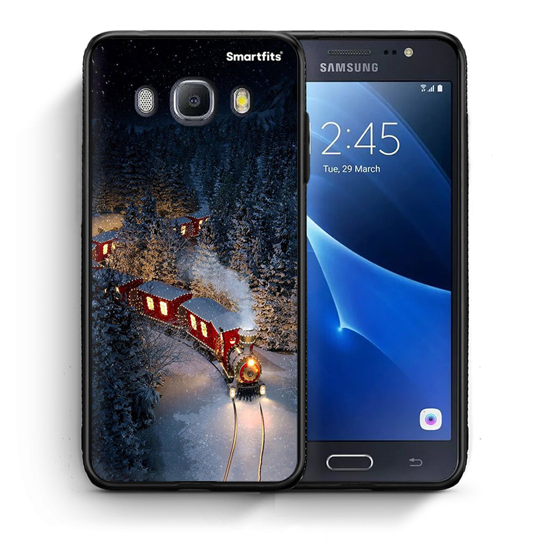 Θήκη Samsung J7 2016 Xmas Train από τη Smartfits με σχέδιο στο πίσω μέρος και μαύρο περίβλημα | Samsung J7 2016 Xmas Train case with colorful back and black bezels