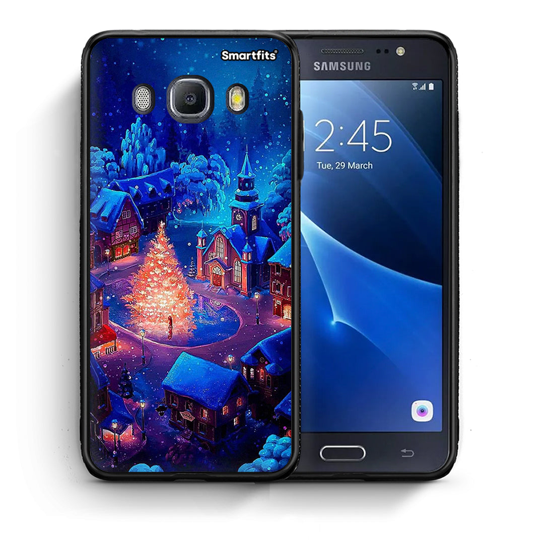 Θήκη Samsung J7 2016 Xmas Village από τη Smartfits με σχέδιο στο πίσω μέρος και μαύρο περίβλημα | Samsung J7 2016 Xmas Village case with colorful back and black bezels