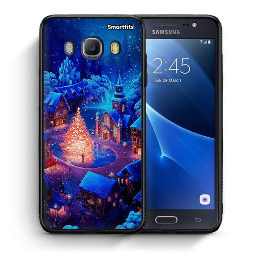 Θήκη Samsung J7 2016 Xmas Village από τη Smartfits με σχέδιο στο πίσω μέρος και μαύρο περίβλημα | Samsung J7 2016 Xmas Village case with colorful back and black bezels