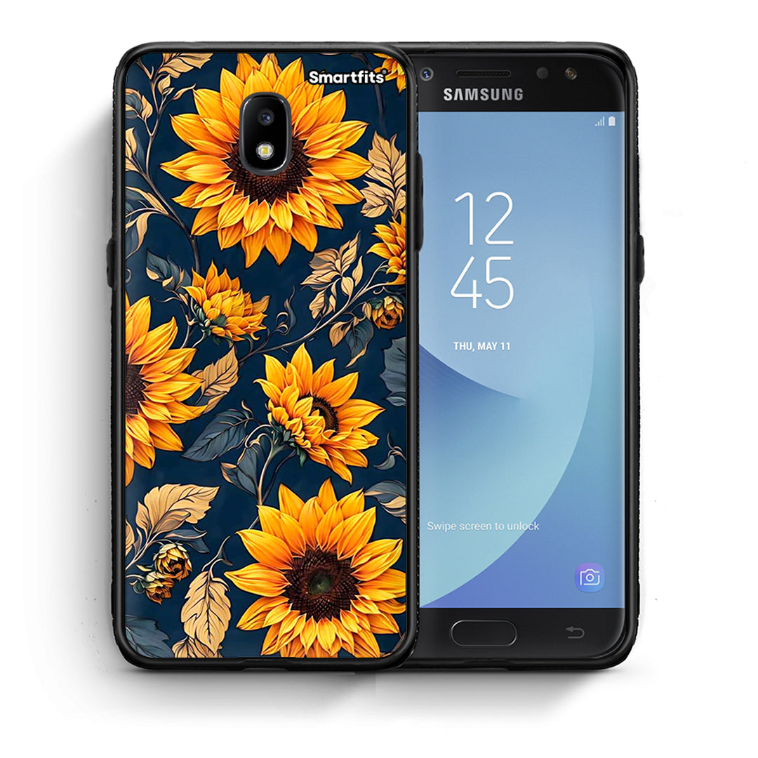 Θήκη Samsung J7 2017 Autumn Sunflowers από τη Smartfits με σχέδιο στο πίσω μέρος και μαύρο περίβλημα | Samsung J7 2017 Autumn Sunflowers case with colorful back and black bezels