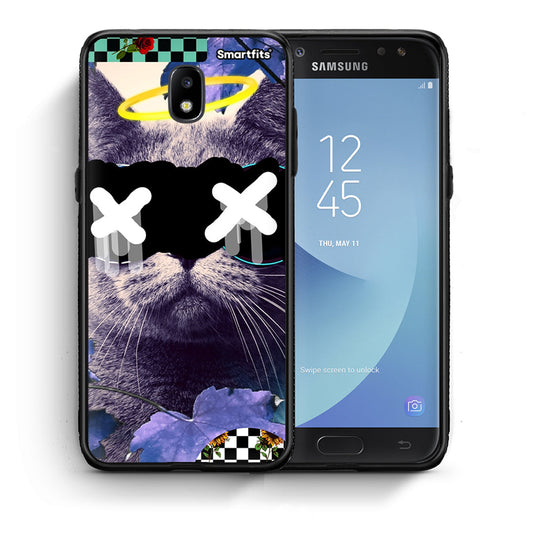Θήκη Samsung J7 2017 Cat Collage από τη Smartfits με σχέδιο στο πίσω μέρος και μαύρο περίβλημα | Samsung J7 2017 Cat Collage case with colorful back and black bezels