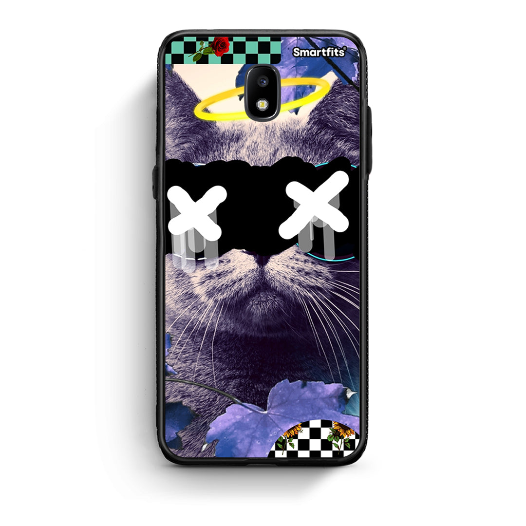 Samsung J7 2017 Cat Collage θήκη από τη Smartfits με σχέδιο στο πίσω μέρος και μαύρο περίβλημα | Smartphone case with colorful back and black bezels by Smartfits