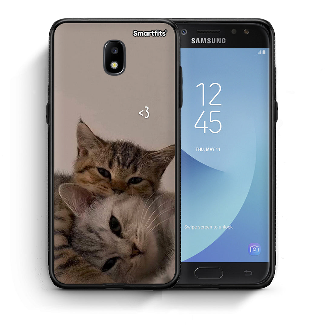 Θήκη Samsung J7 2017 Cats In Love από τη Smartfits με σχέδιο στο πίσω μέρος και μαύρο περίβλημα | Samsung J7 2017 Cats In Love case with colorful back and black bezels