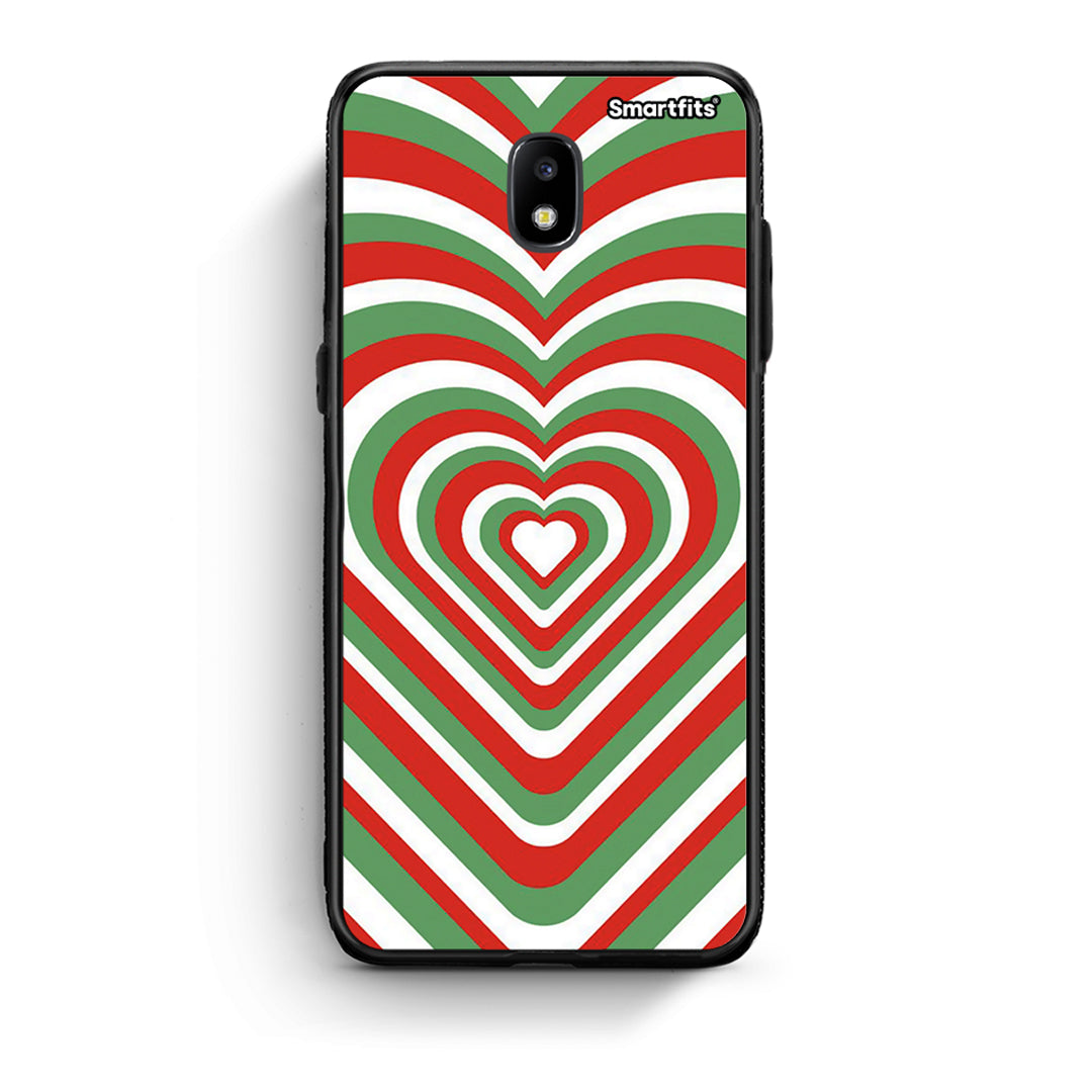 Samsung J7 2017 Christmas Hearts θήκη από τη Smartfits με σχέδιο στο πίσω μέρος και μαύρο περίβλημα | Smartphone case with colorful back and black bezels by Smartfits