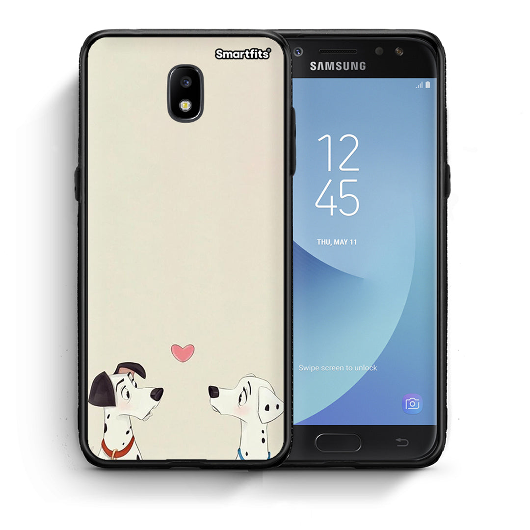 Θήκη Samsung J7 2017 Dalmatians Love από τη Smartfits με σχέδιο στο πίσω μέρος και μαύρο περίβλημα | Samsung J7 2017 Dalmatians Love case with colorful back and black bezels