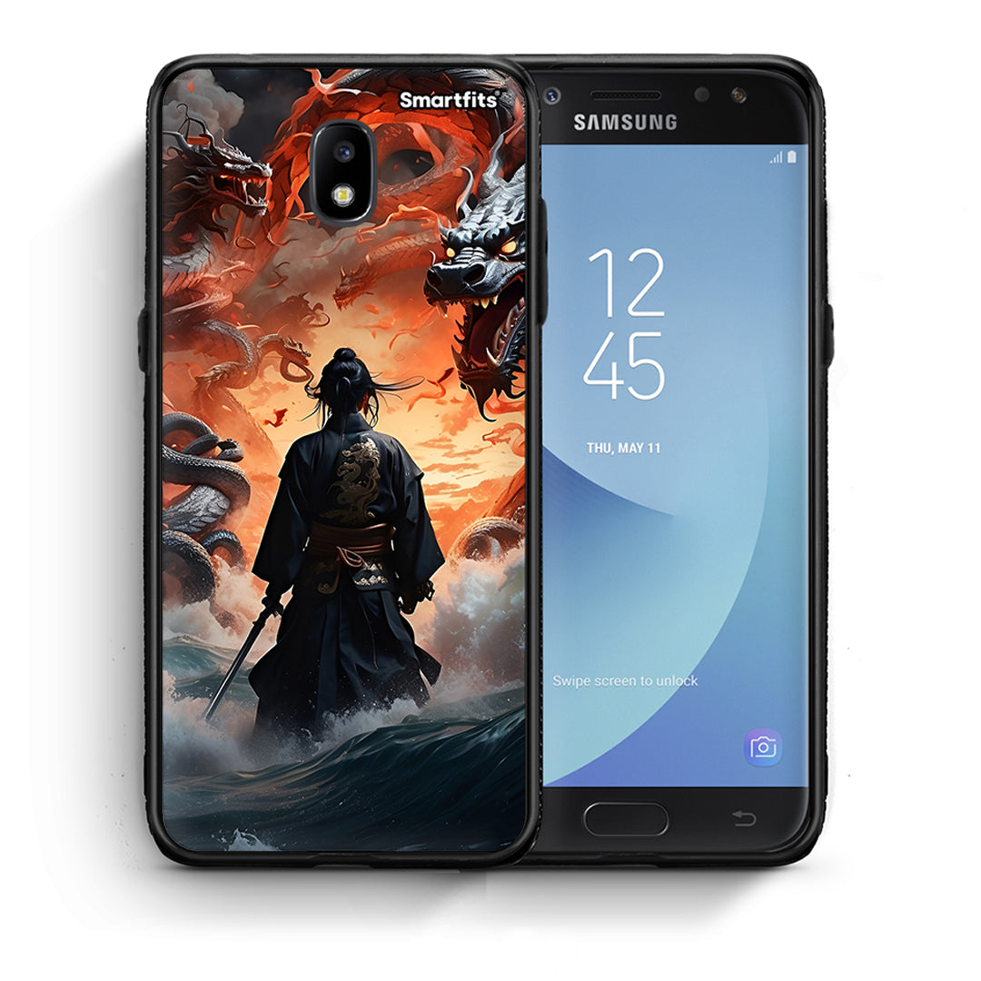 Θήκη Samsung J5 2017 Dragons Fight από τη Smartfits με σχέδιο στο πίσω μέρος και μαύρο περίβλημα | Samsung J5 2017 Dragons Fight case with colorful back and black bezels