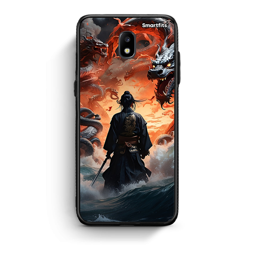 Samsung J7 2017 Dragons Fight θήκη από τη Smartfits με σχέδιο στο πίσω μέρος και μαύρο περίβλημα | Smartphone case with colorful back and black bezels by Smartfits