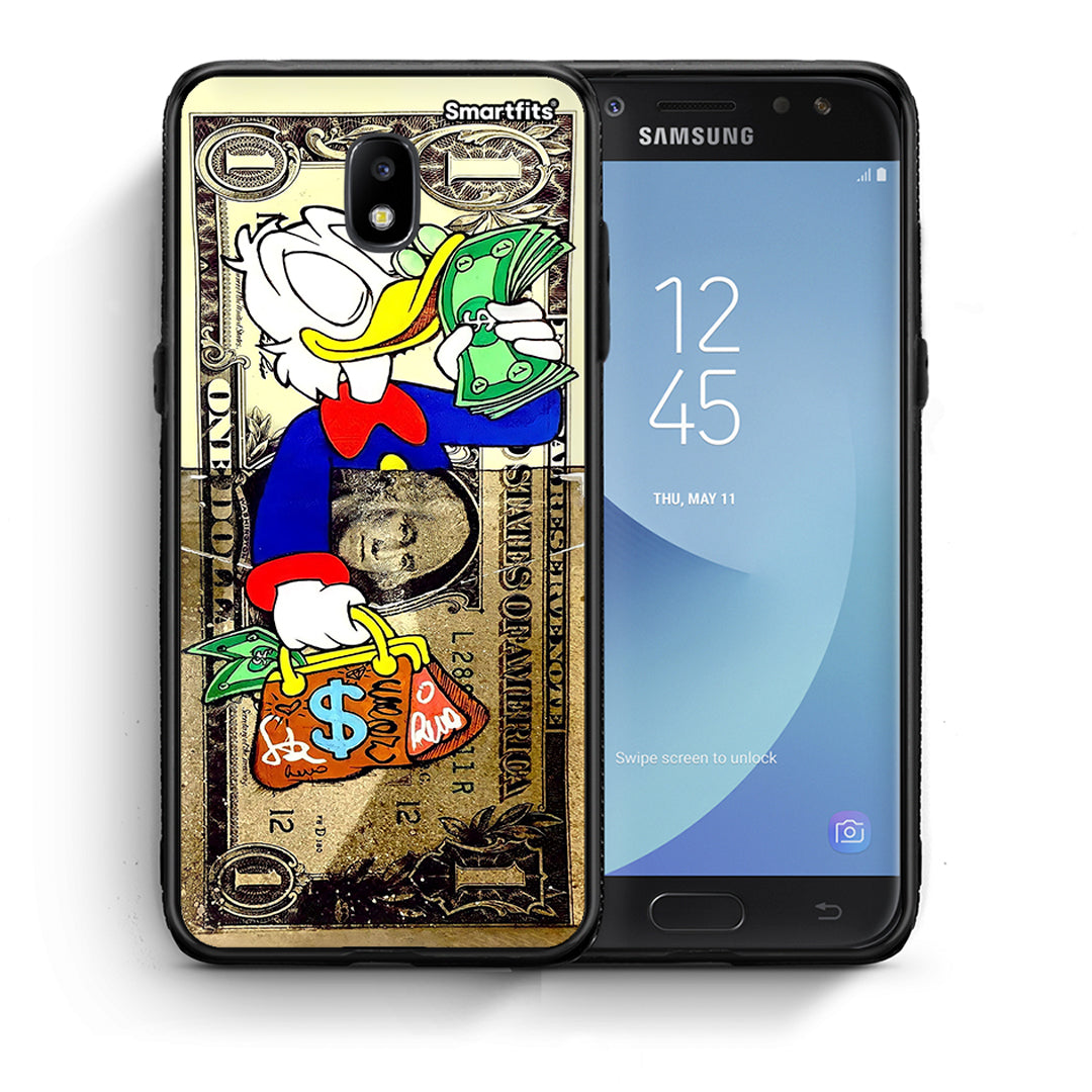 Θήκη Samsung J7 2017 Duck Money από τη Smartfits με σχέδιο στο πίσω μέρος και μαύρο περίβλημα | Samsung J7 2017 Duck Money case with colorful back and black bezels