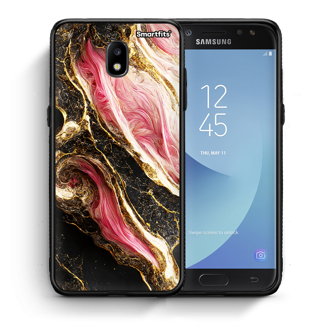 Θήκη Samsung J5 2017 Glamorous Pink Marble από τη Smartfits με σχέδιο στο πίσω μέρος και μαύρο περίβλημα | Samsung J5 2017 Glamorous Pink Marble case with colorful back and black bezels