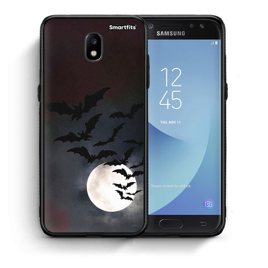 Θήκη Samsung J7 2017 Halloween Bat Night από τη Smartfits με σχέδιο στο πίσω μέρος και μαύρο περίβλημα | Samsung J7 2017 Halloween Bat Night case with colorful back and black bezels