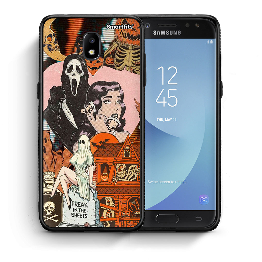 Θήκη Samsung J7 2017 Halloween Collage από τη Smartfits με σχέδιο στο πίσω μέρος και μαύρο περίβλημα | Samsung J7 2017 Halloween Collage case with colorful back and black bezels