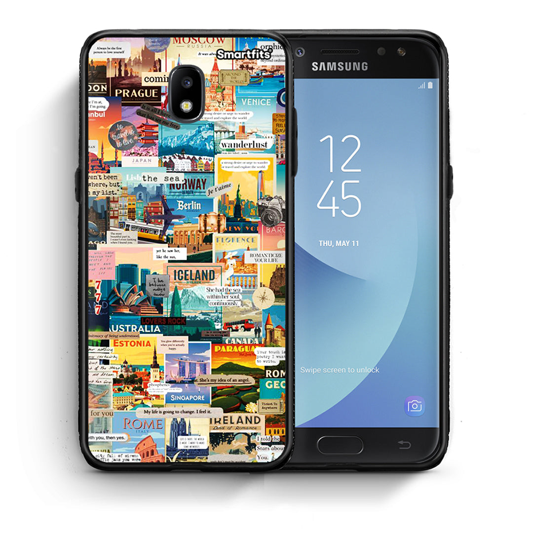 Θήκη Samsung J7 2017 Live To Travel από τη Smartfits με σχέδιο στο πίσω μέρος και μαύρο περίβλημα | Samsung J7 2017 Live To Travel case with colorful back and black bezels