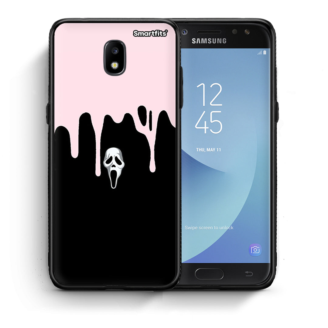 Θήκη Samsung J7 2017 Melting Halloween Mask από τη Smartfits με σχέδιο στο πίσω μέρος και μαύρο περίβλημα | Samsung J7 2017 Melting Halloween Mask case with colorful back and black bezels