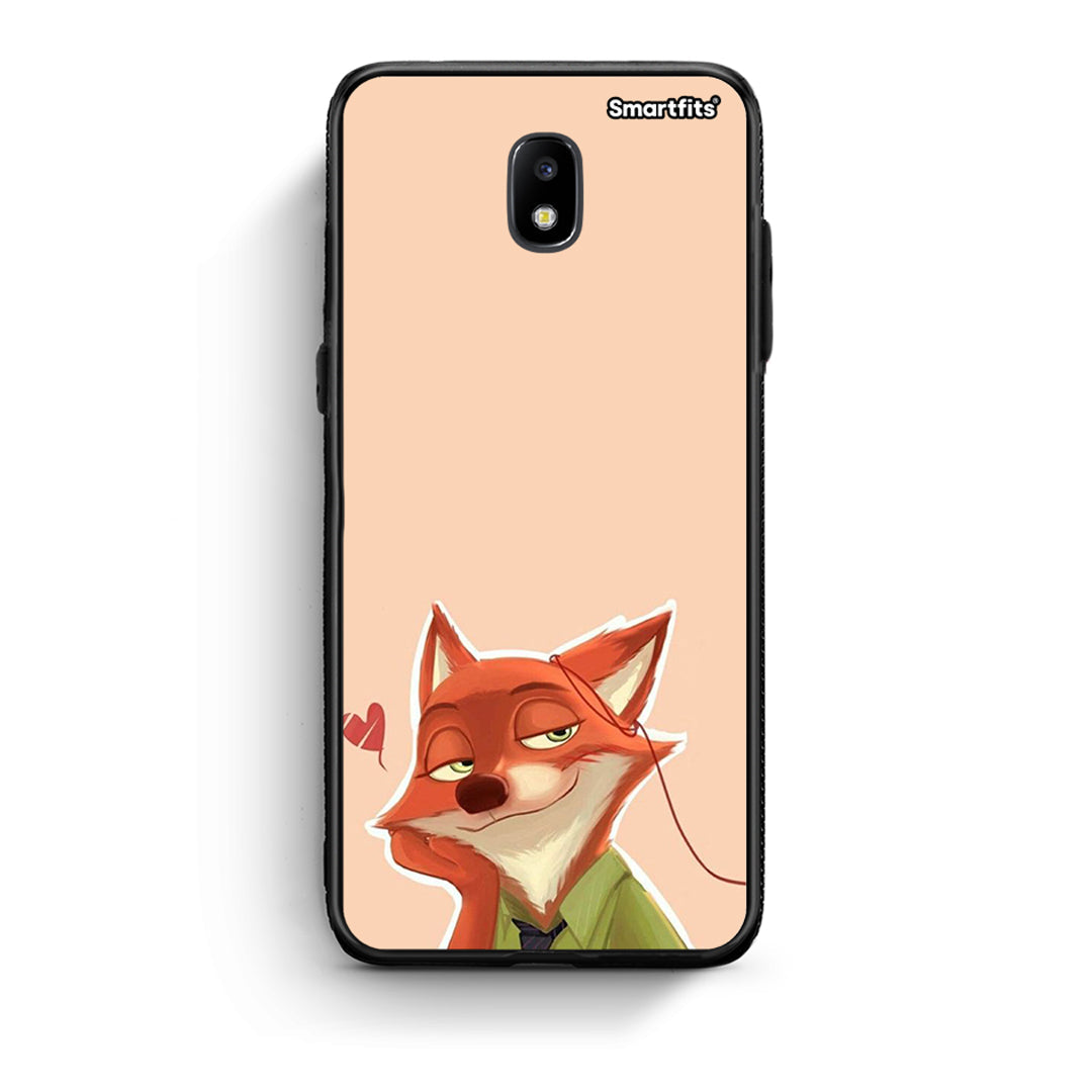 Samsung J7 2017 Nick Wilde And Judy Hopps Love 1 θήκη από τη Smartfits με σχέδιο στο πίσω μέρος και μαύρο περίβλημα | Smartphone case with colorful back and black bezels by Smartfits