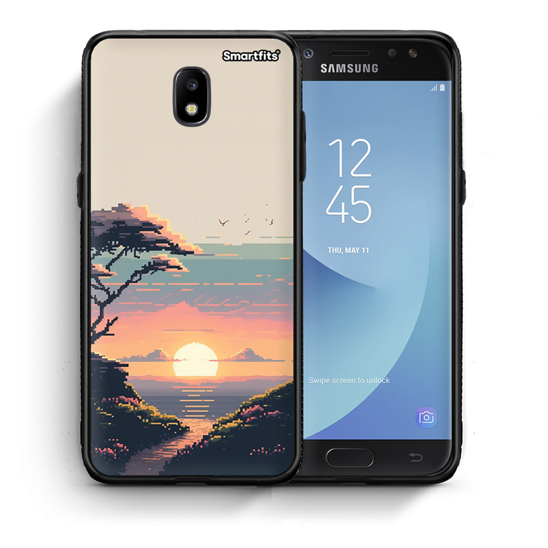 Θήκη Samsung J5 2017 Pixel Sunset από τη Smartfits με σχέδιο στο πίσω μέρος και μαύρο περίβλημα | Samsung J5 2017 Pixel Sunset case with colorful back and black bezels