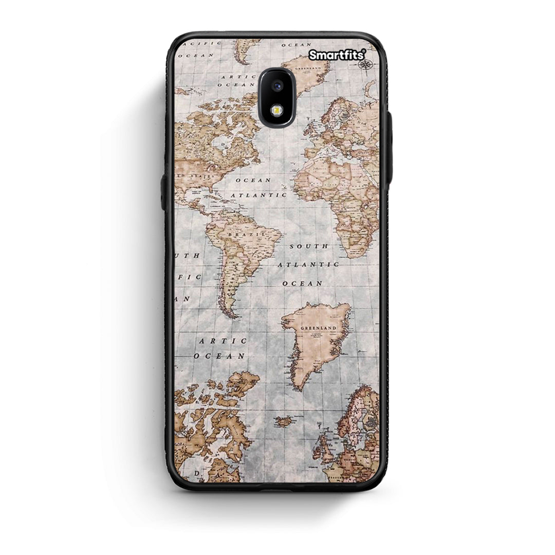Samsung J7 2017 World Map θήκη από τη Smartfits με σχέδιο στο πίσω μέρος και μαύρο περίβλημα | Smartphone case with colorful back and black bezels by Smartfits