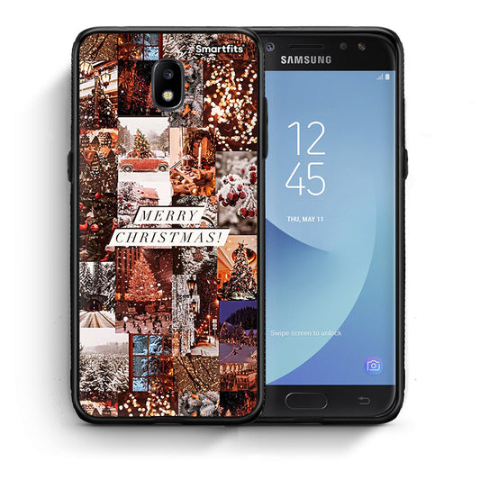 Θήκη Samsung J7 2017 Xmas Collage από τη Smartfits με σχέδιο στο πίσω μέρος και μαύρο περίβλημα | Samsung J7 2017 Xmas Collage case with colorful back and black bezels