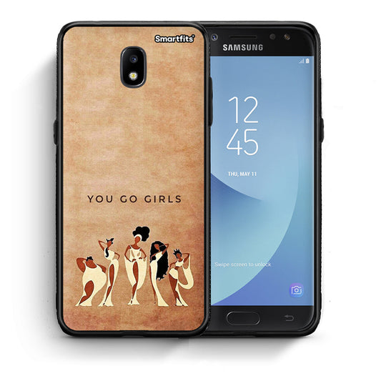 Θήκη Samsung J7 2017 You Go Girl από τη Smartfits με σχέδιο στο πίσω μέρος και μαύρο περίβλημα | Samsung J7 2017 You Go Girl case with colorful back and black bezels