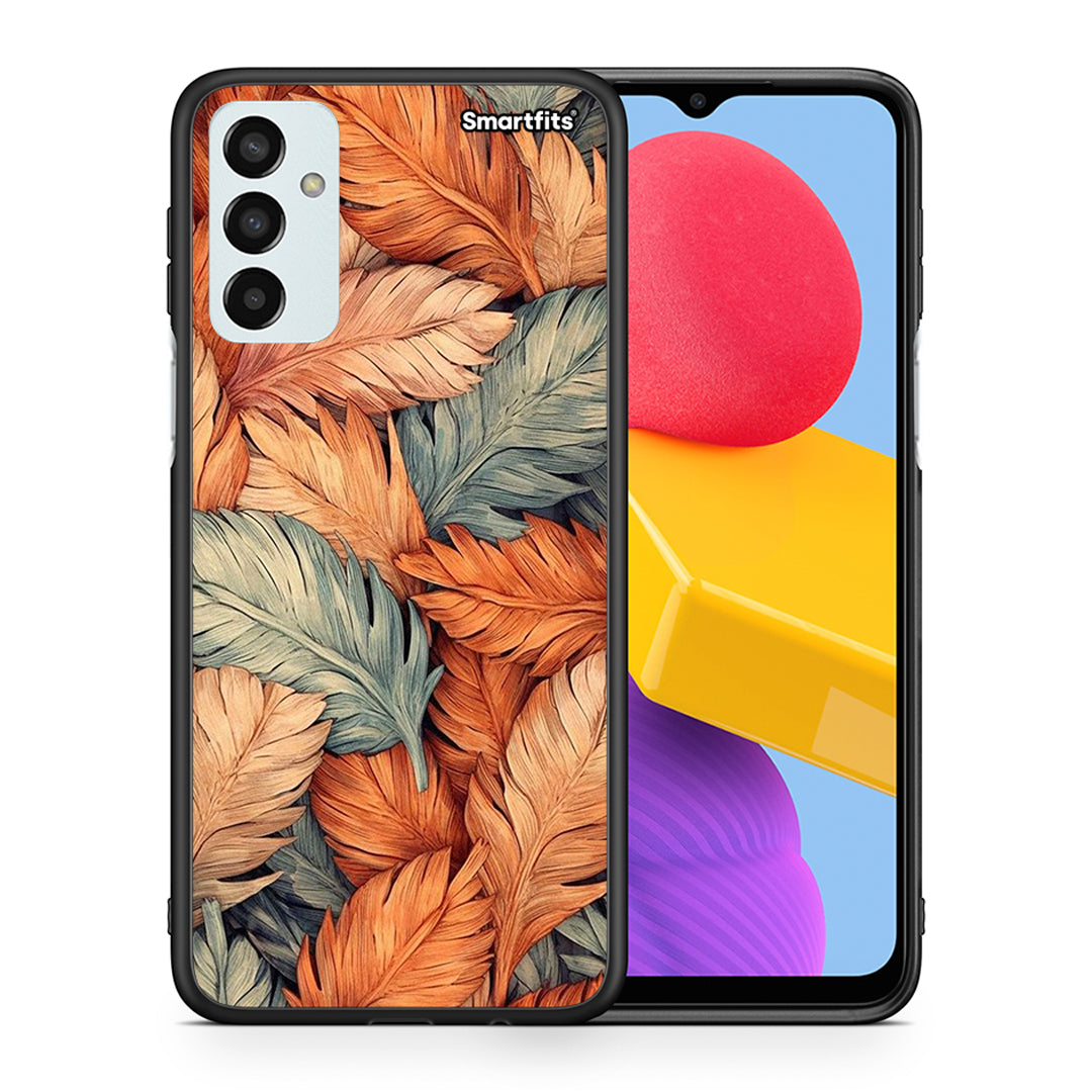 Θήκη Samsung M13 Autumn Leaves από τη Smartfits με σχέδιο στο πίσω μέρος και μαύρο περίβλημα | Samsung M13 Autumn Leaves case with colorful back and black bezels