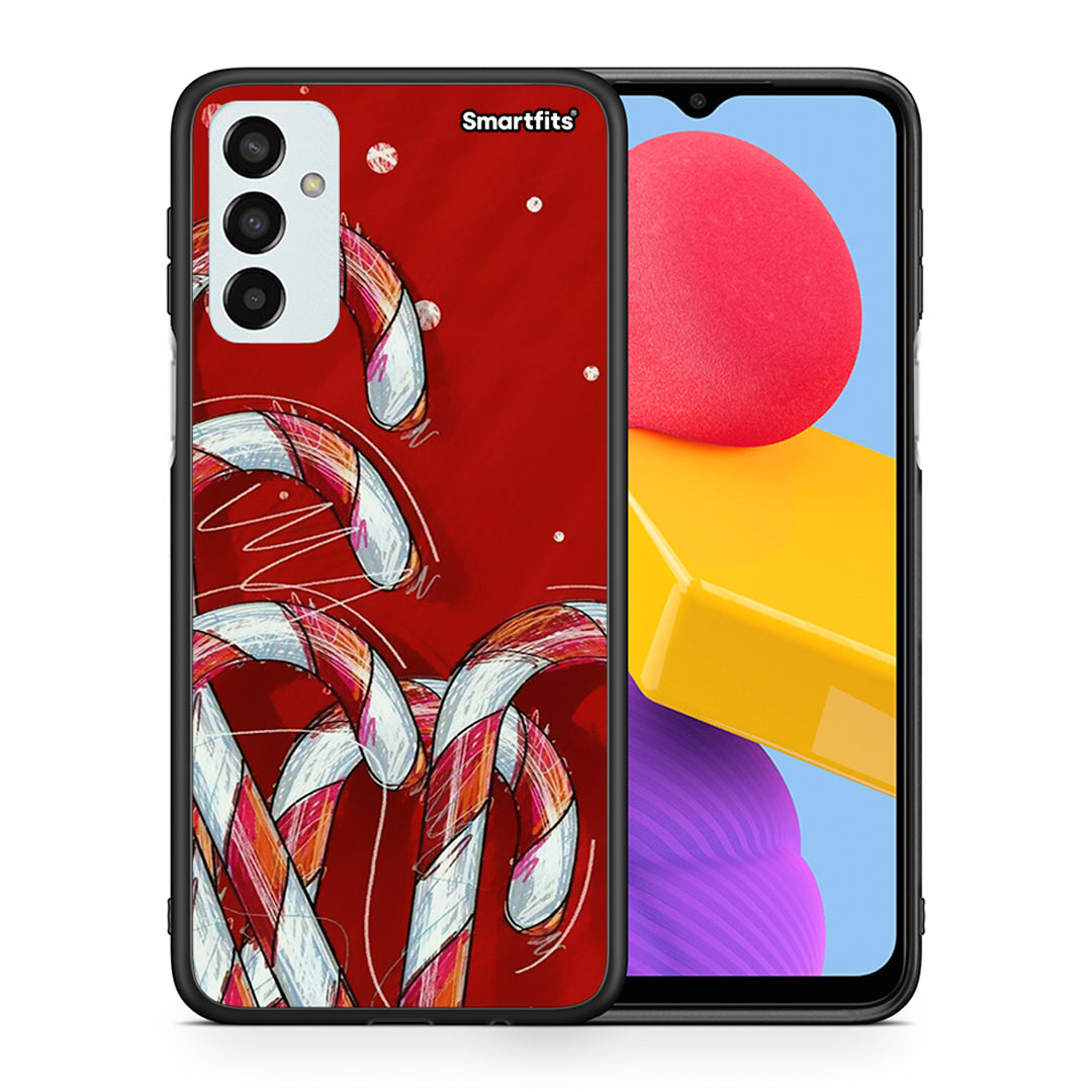 Θήκη Samsung M13 Candy Cane από τη Smartfits με σχέδιο στο πίσω μέρος και μαύρο περίβλημα | Samsung M13 Candy Cane case with colorful back and black bezels