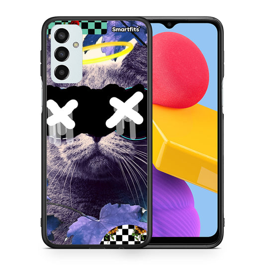 Θήκη Samsung M13 Cat Collage από τη Smartfits με σχέδιο στο πίσω μέρος και μαύρο περίβλημα | Samsung M13 Cat Collage case with colorful back and black bezels