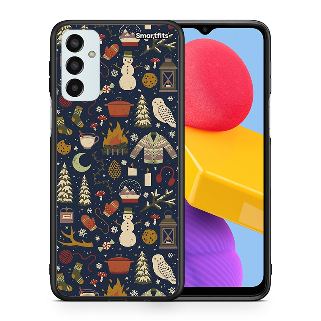 Θήκη Samsung M13 Christmas Elements από τη Smartfits με σχέδιο στο πίσω μέρος και μαύρο περίβλημα | Samsung M13 Christmas Elements case with colorful back and black bezels